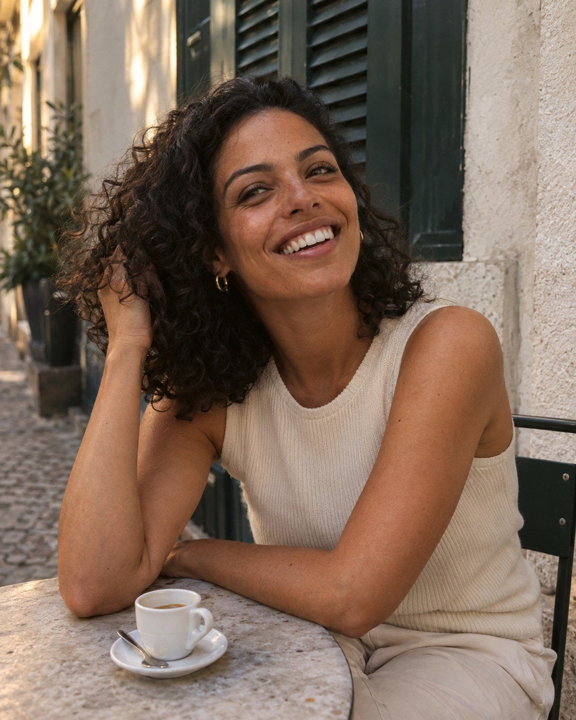 A candid café portrait